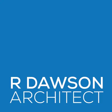 R DAWSON ARCHITECT Logo in Blue